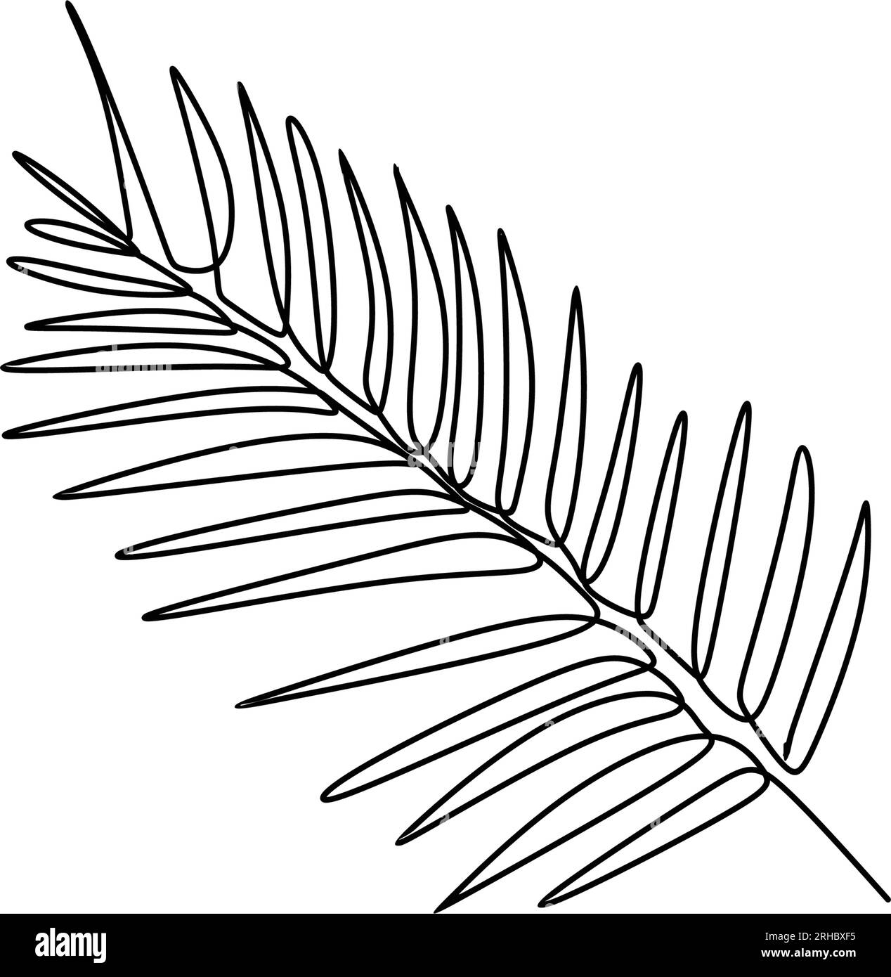 one line drawing of palm leaf with simple lineart design summer theme ...