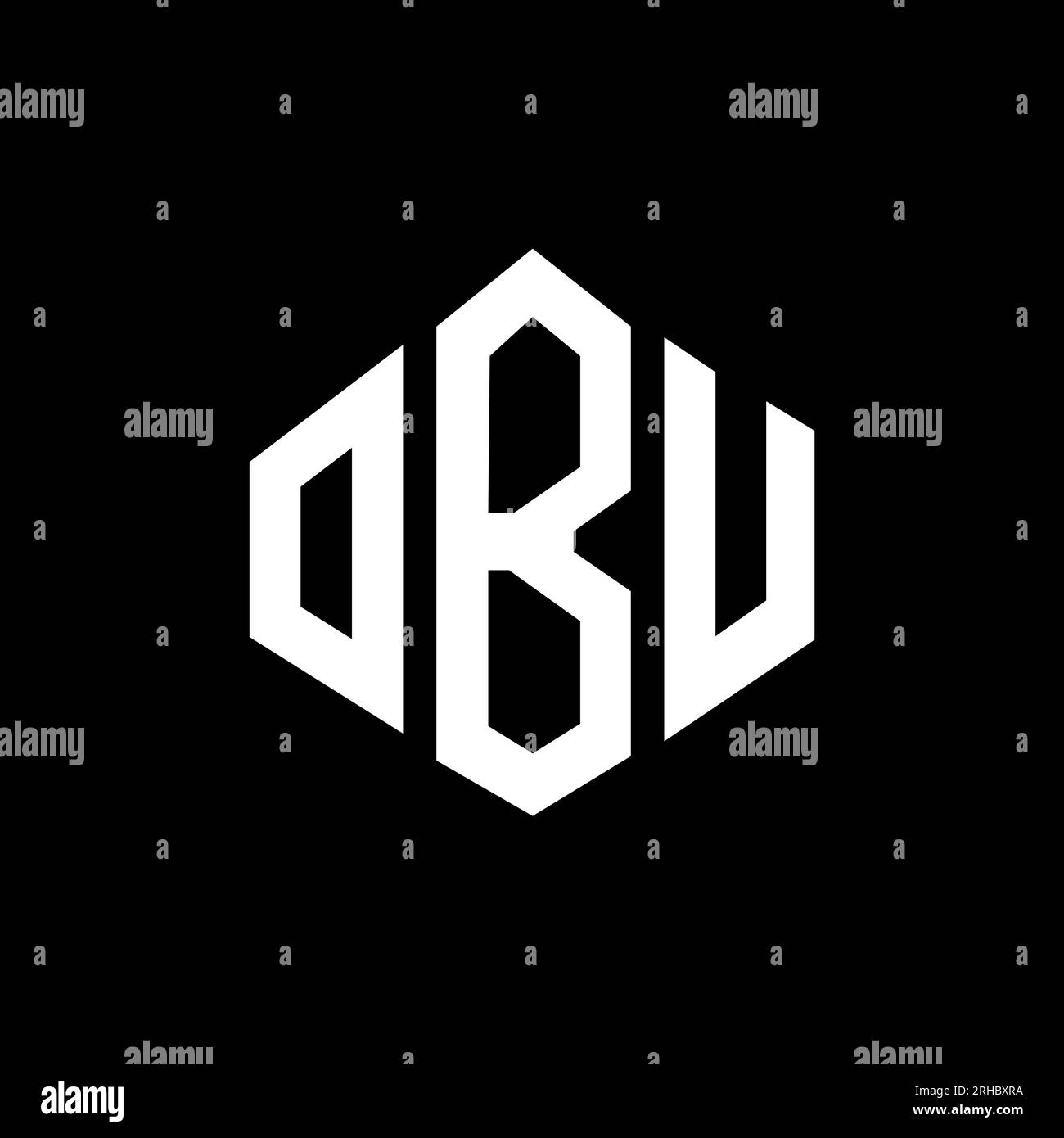 OBU letter logo design with polygon shape. OBU polygon and cube shape