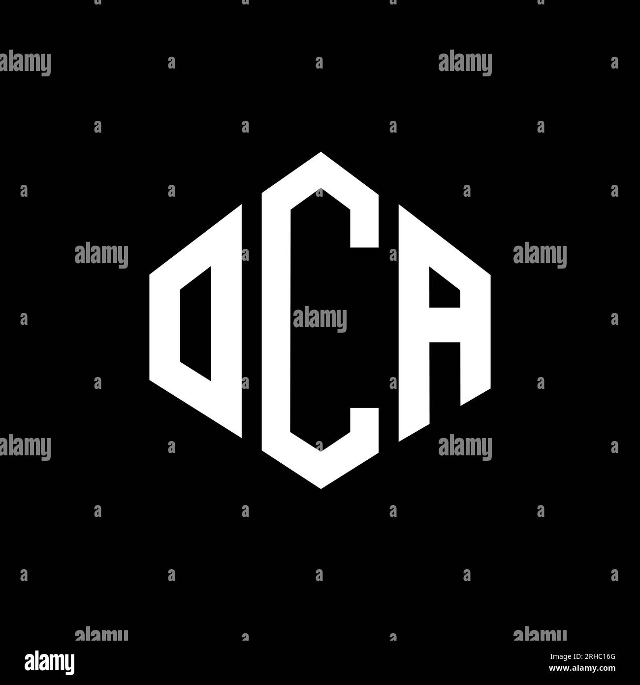 OCA letter logo design with polygon shape. OCA polygon and cube shape logo design. OCA hexagon vector logo template white and black colors. OCA monogr Stock Vector