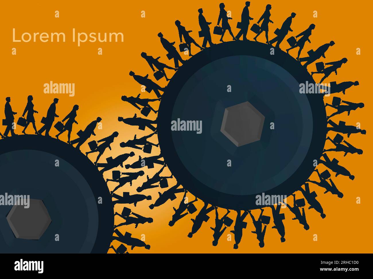 Teamwork is displayed with the gears of employees spinning and engaging