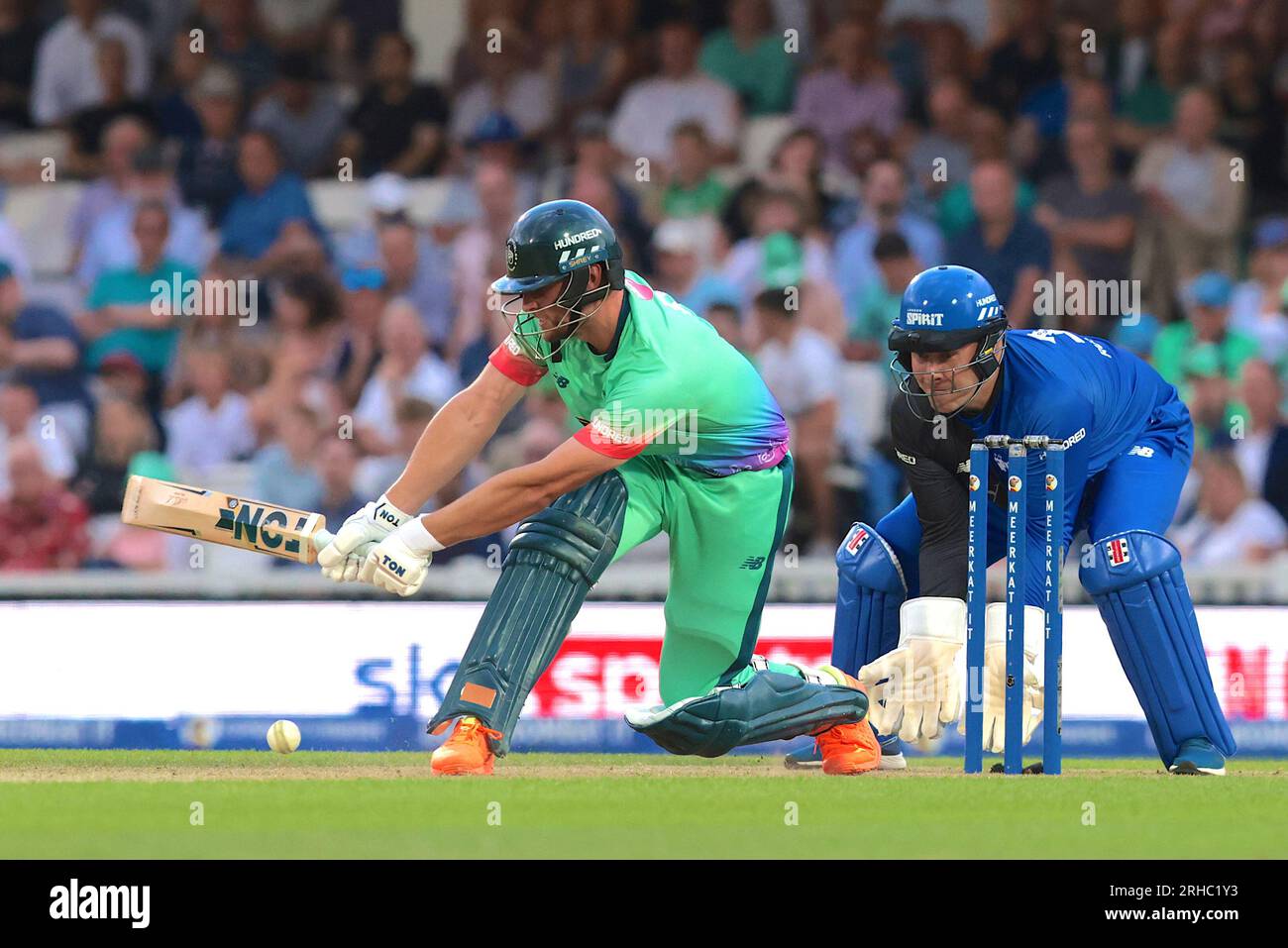 London, UK. 15th Aug, 2023. Will Jacks of The Oval Invincibles batting as Oval Invincibles take on the London Spirit in The Hundred women's competition at The Kia Oval. Credit: David Rowe/Alamy Live News Stock Photo