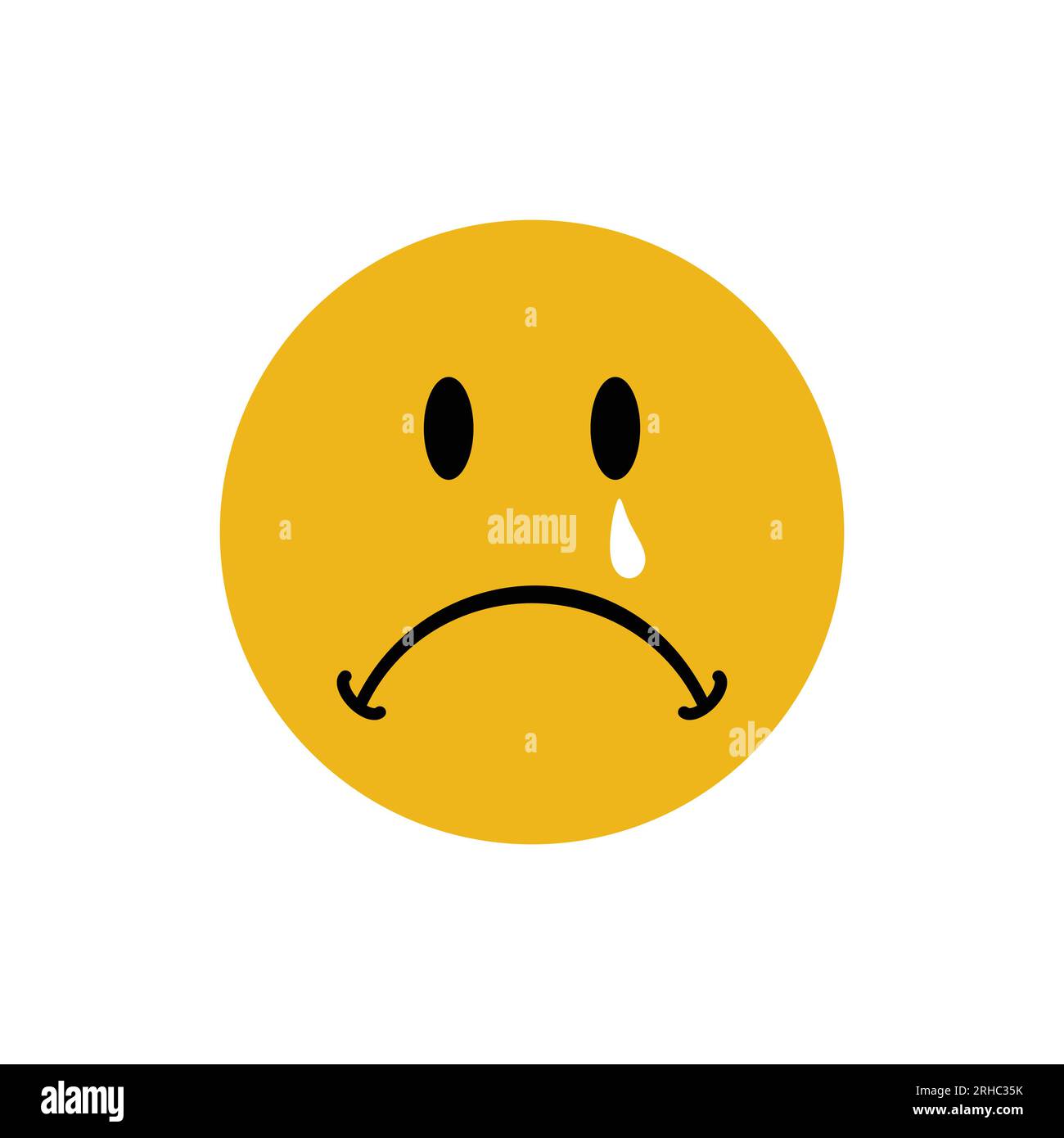Sad Depressed and sad emoticon with tear on face - Vector Stock Vector