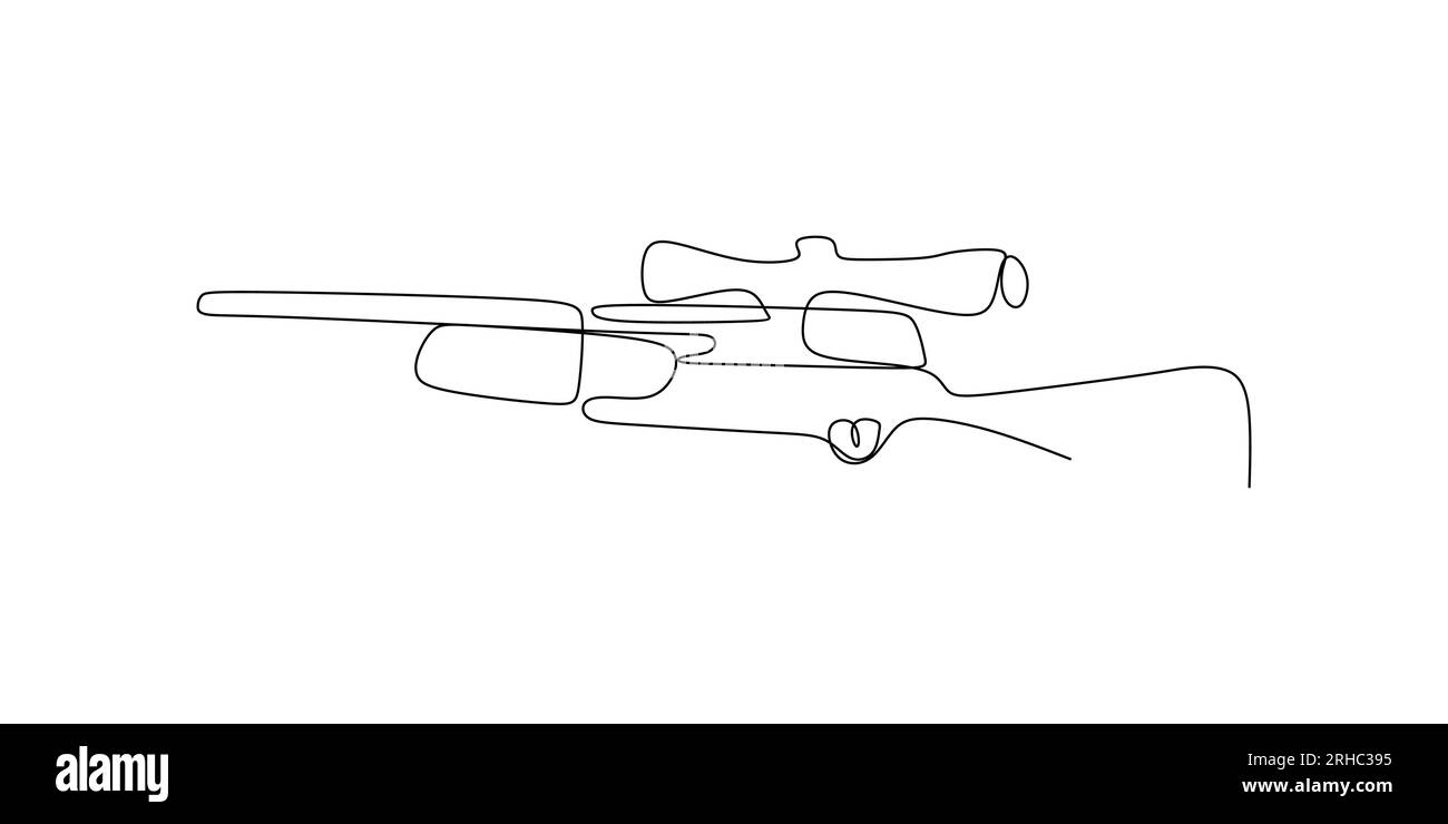 continuous line drawing of sniper gun Stock Vector