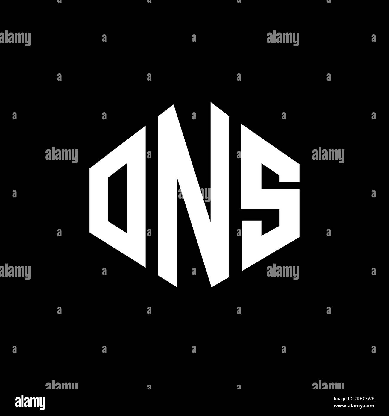 ONS letter logo design with polygon shape. ONS polygon and cube shape logo design. ONS hexagon vector logo template white and black colors. ONS monogr Stock Vector