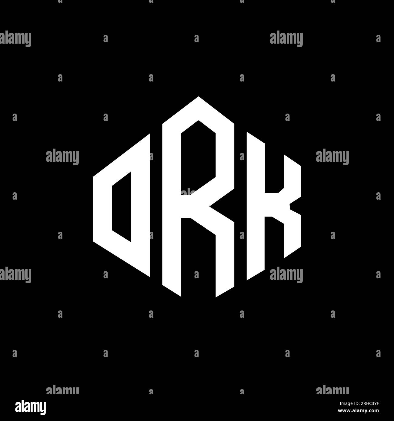 ORK letter logo design with polygon shape. ORK polygon and cube shape logo design. ORK hexagon vector logo template white and black colors. ORK monogr Stock Vector