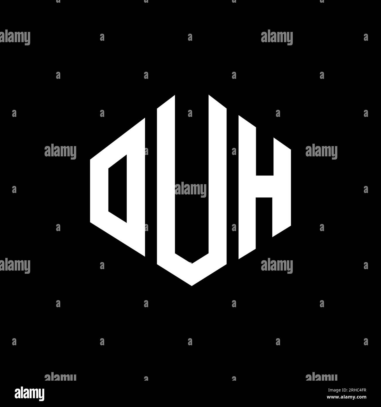 OUH letter logo design with polygon shape. OUH polygon and cube shape logo design. OUH hexagon vector logo template white and black colors. OUH monogr Stock Vector