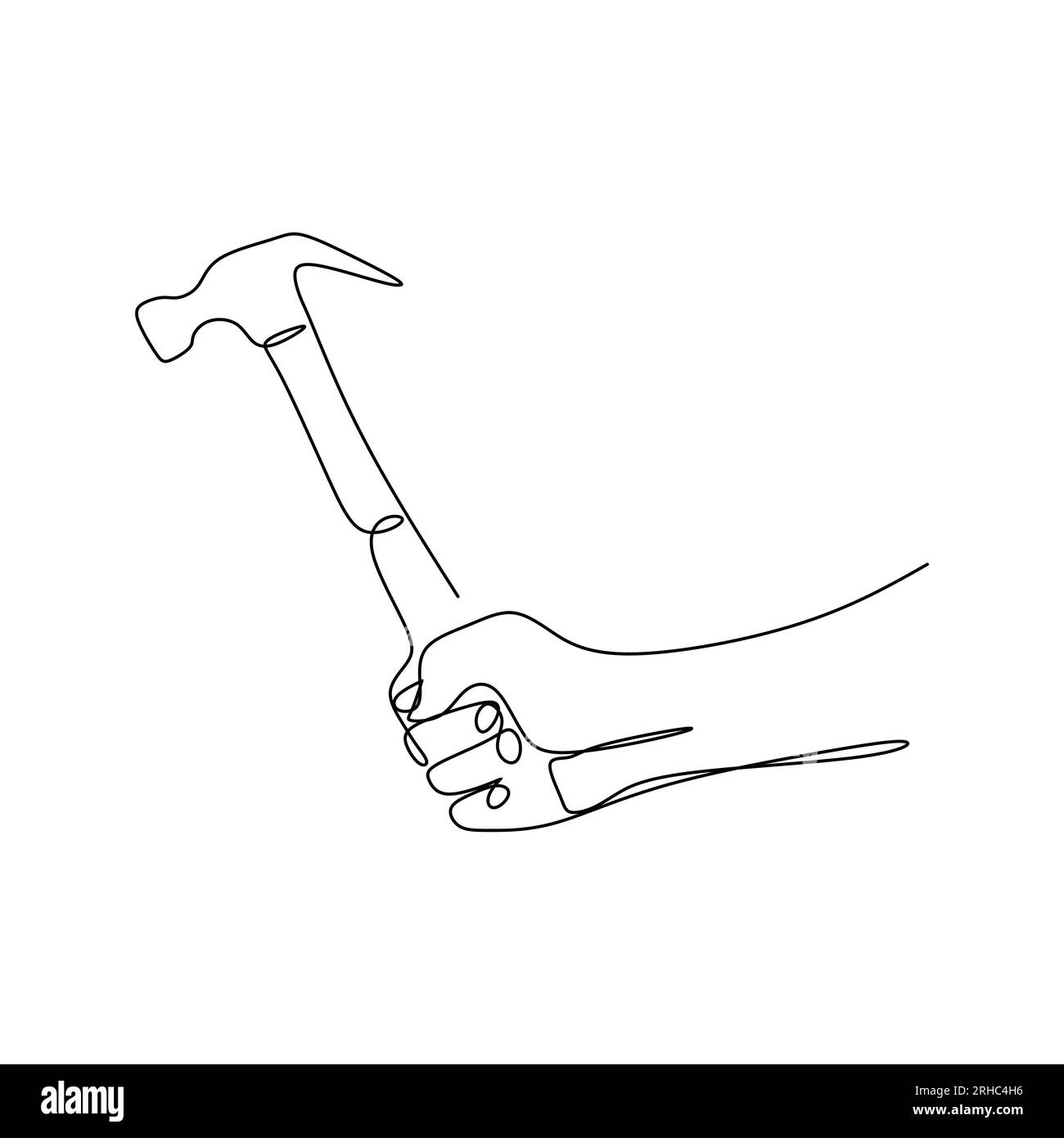 continuous line drawing of hand holding hammer Stock Vector Image & Art Alamy