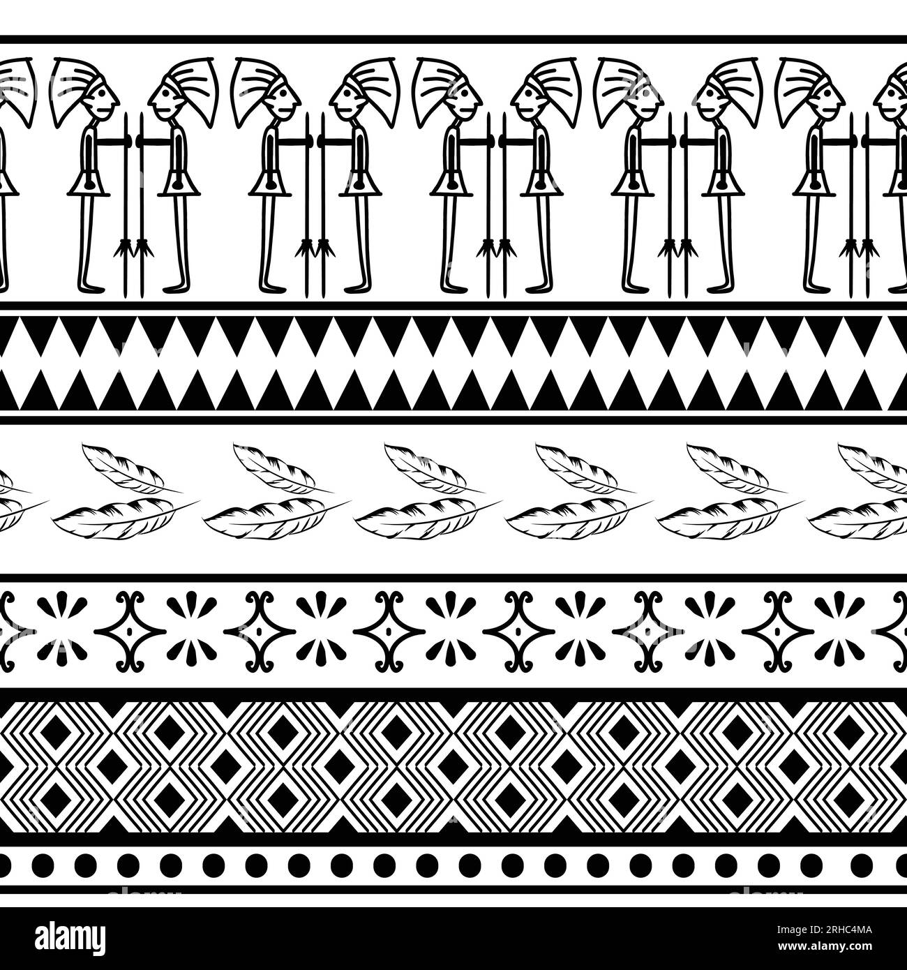 ancient maya tribal ethnic seamless pattern with black and white color ...