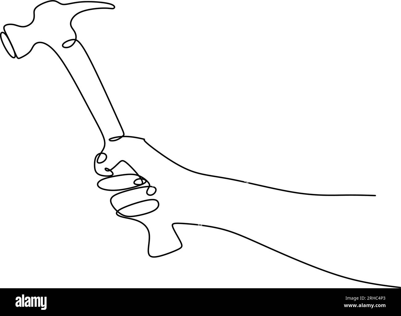 continuous line drawing of hand holding hammer Stock Vector Image & Art Alamy