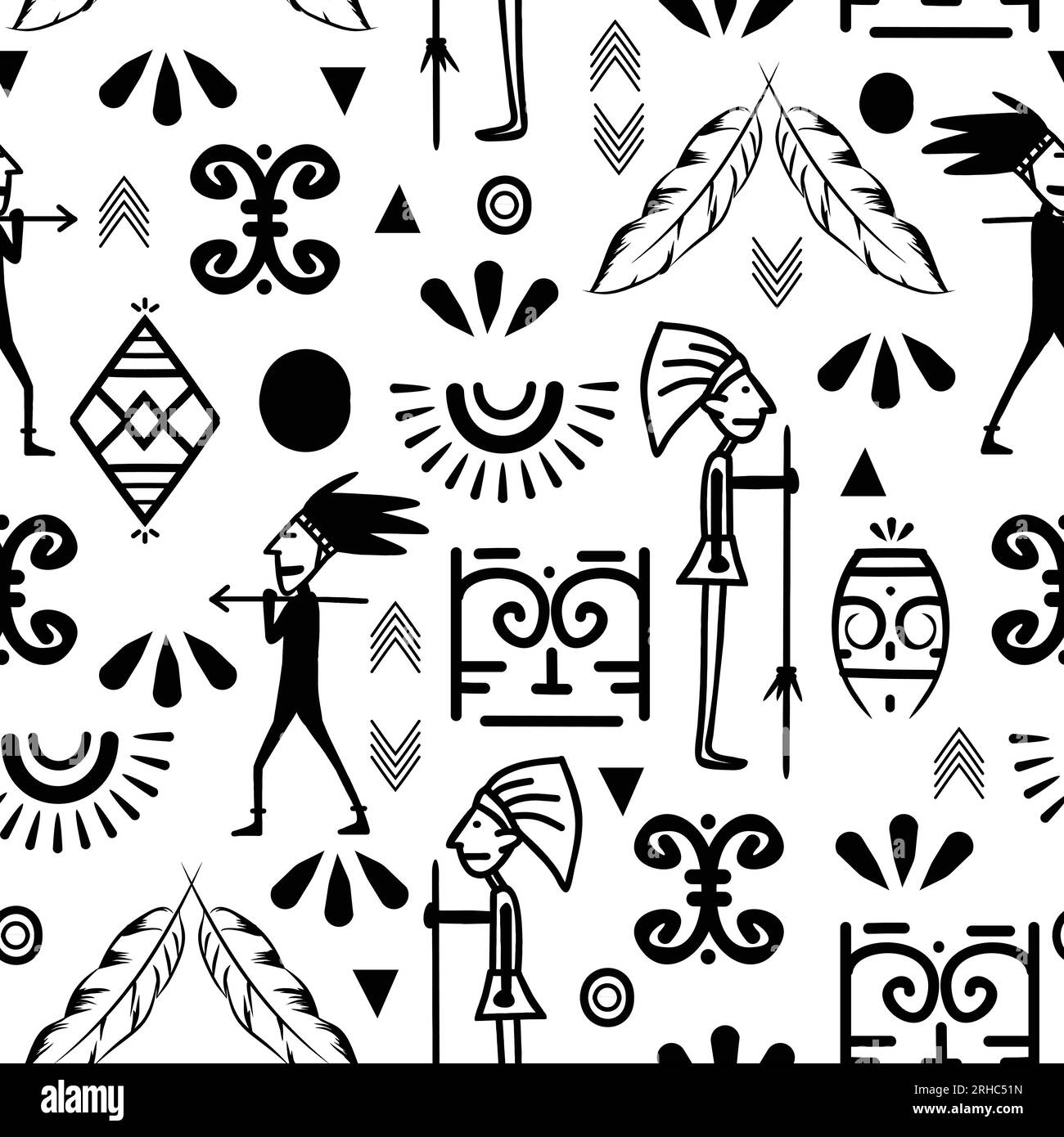 ancient maya tribal ethnic seamless pattern with black and white color ...
