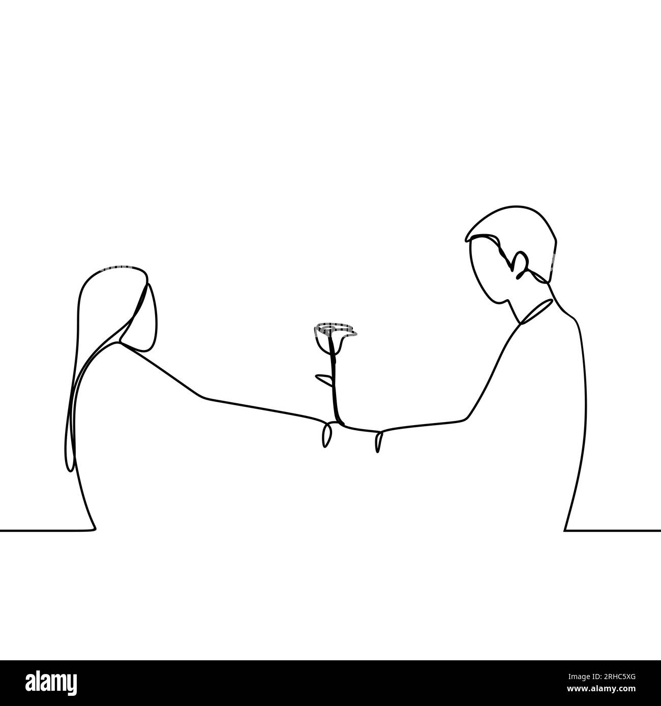 Concept of romantic couple in love continuous line drawing vector illustration Stock Vector