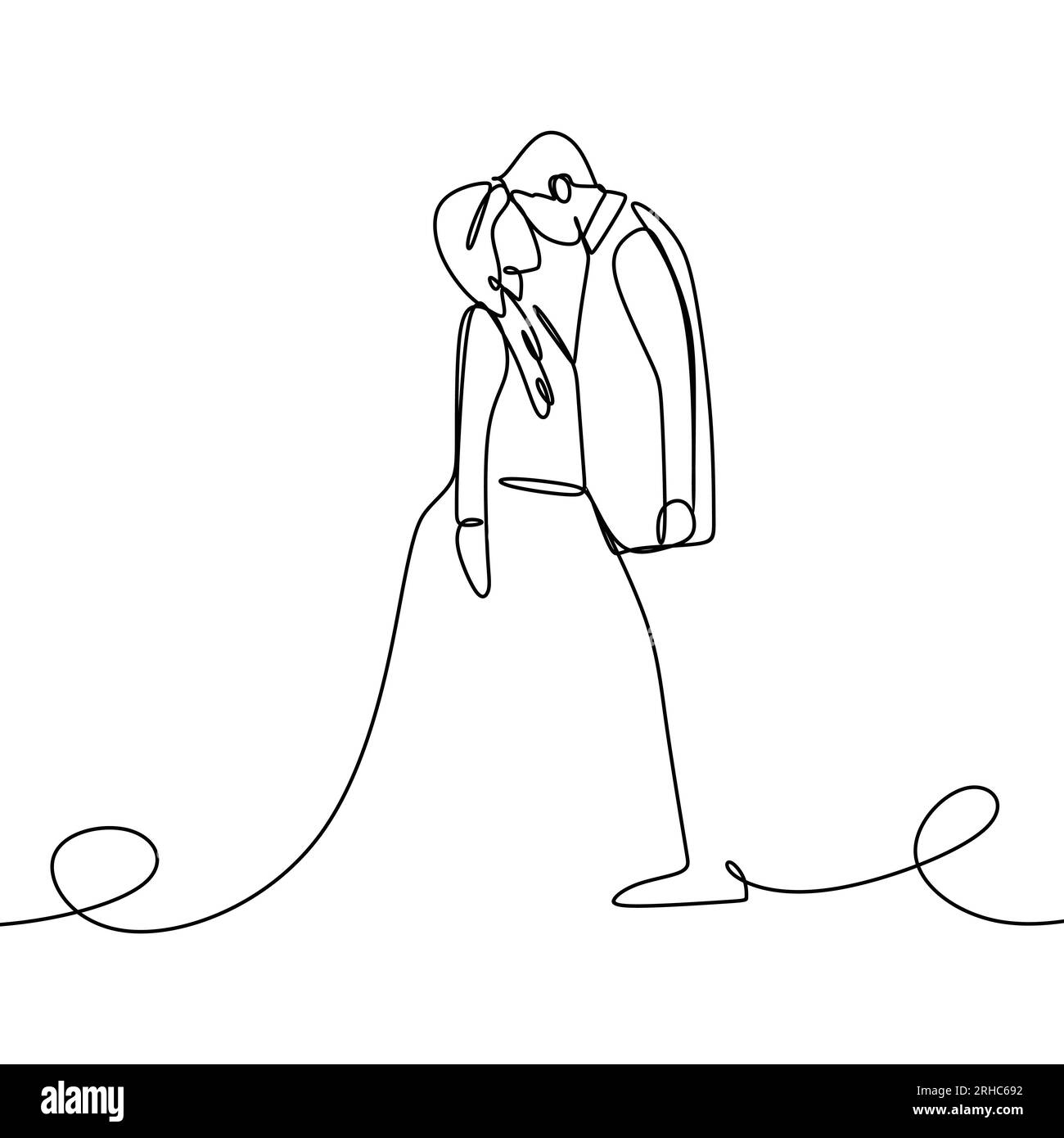 Couple in love with continuous one line drawing vector illustration ...