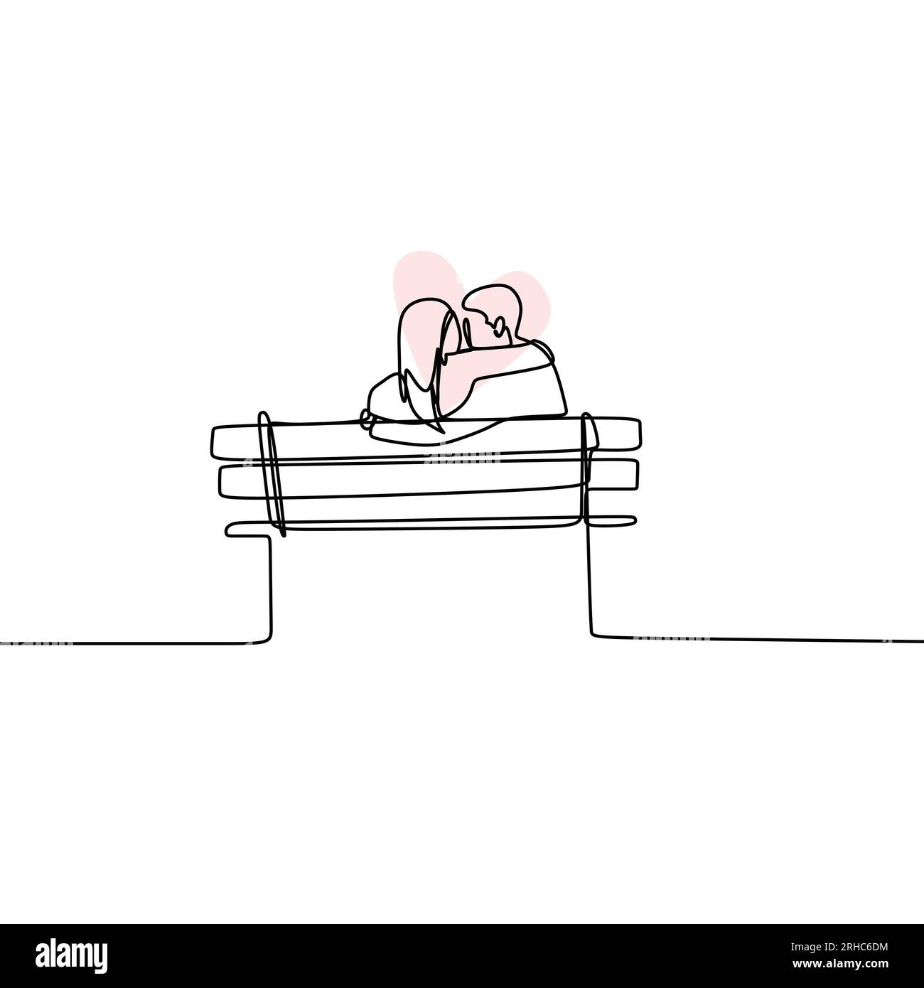 Couple in love with continuous one line drawing vector illustration ...