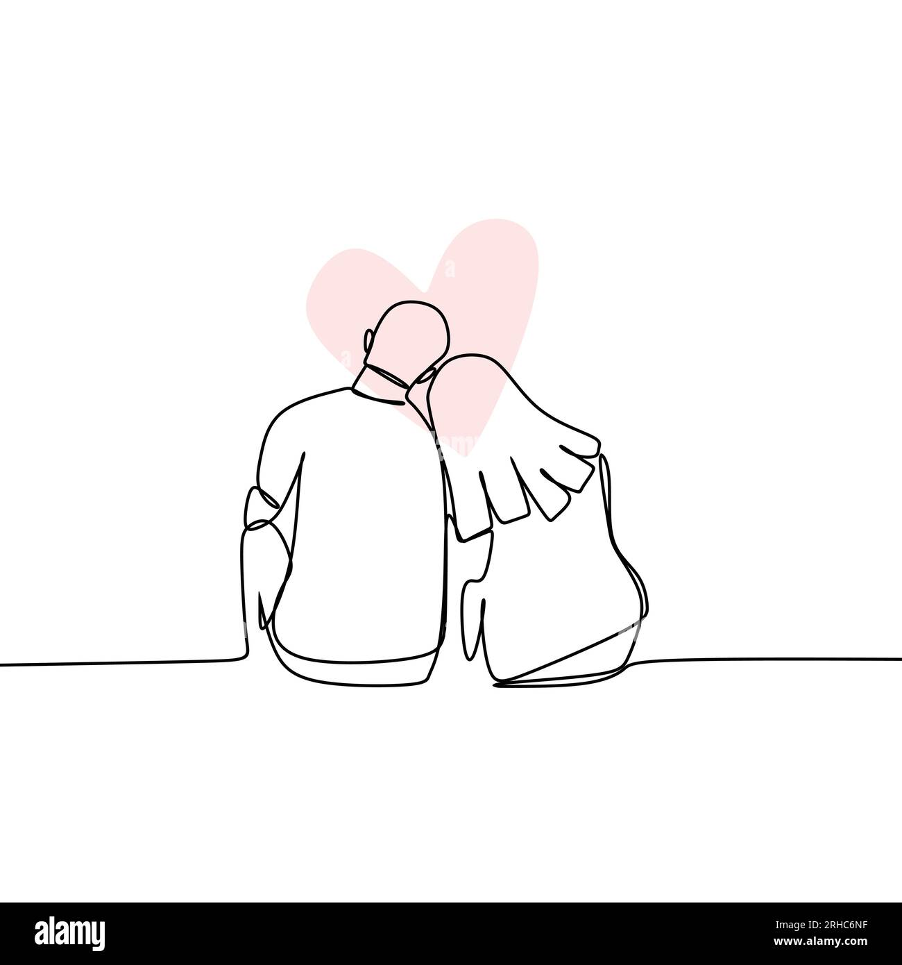 Couple Love Romantic Vector Hd Images, Continuous Line Drawing Of