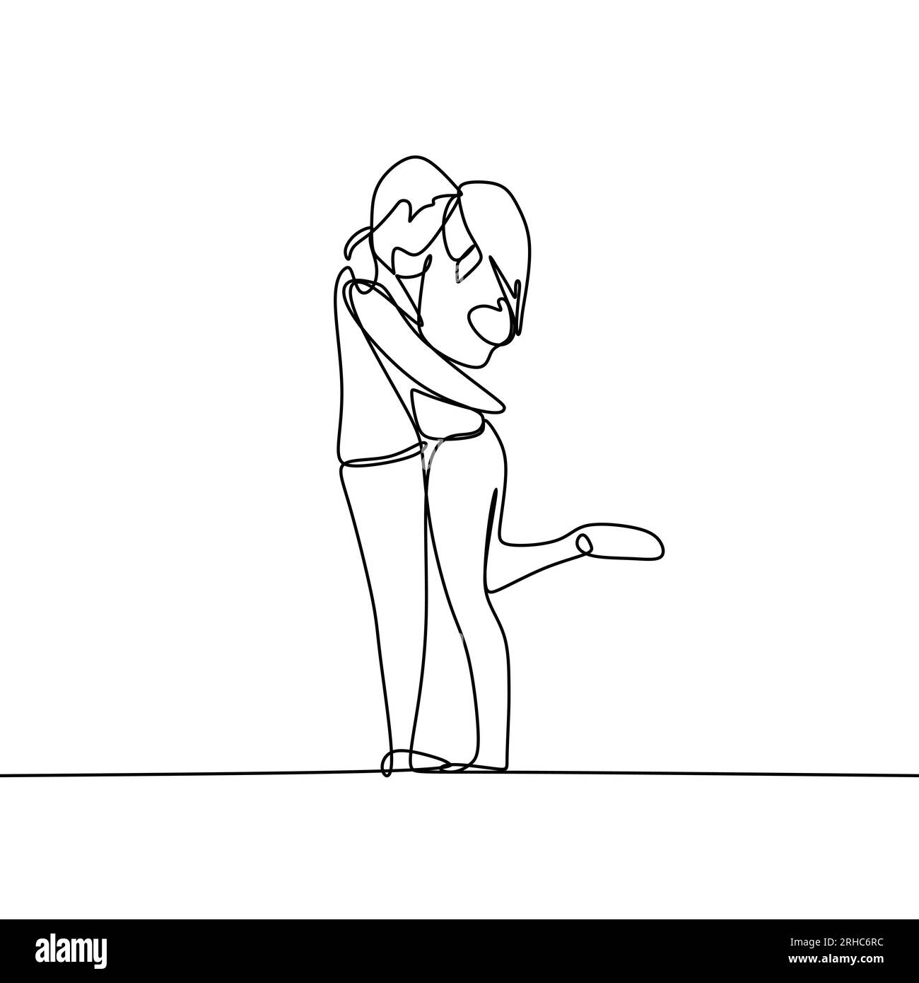 Couple in love with continuous one line drawing vector illustration ...