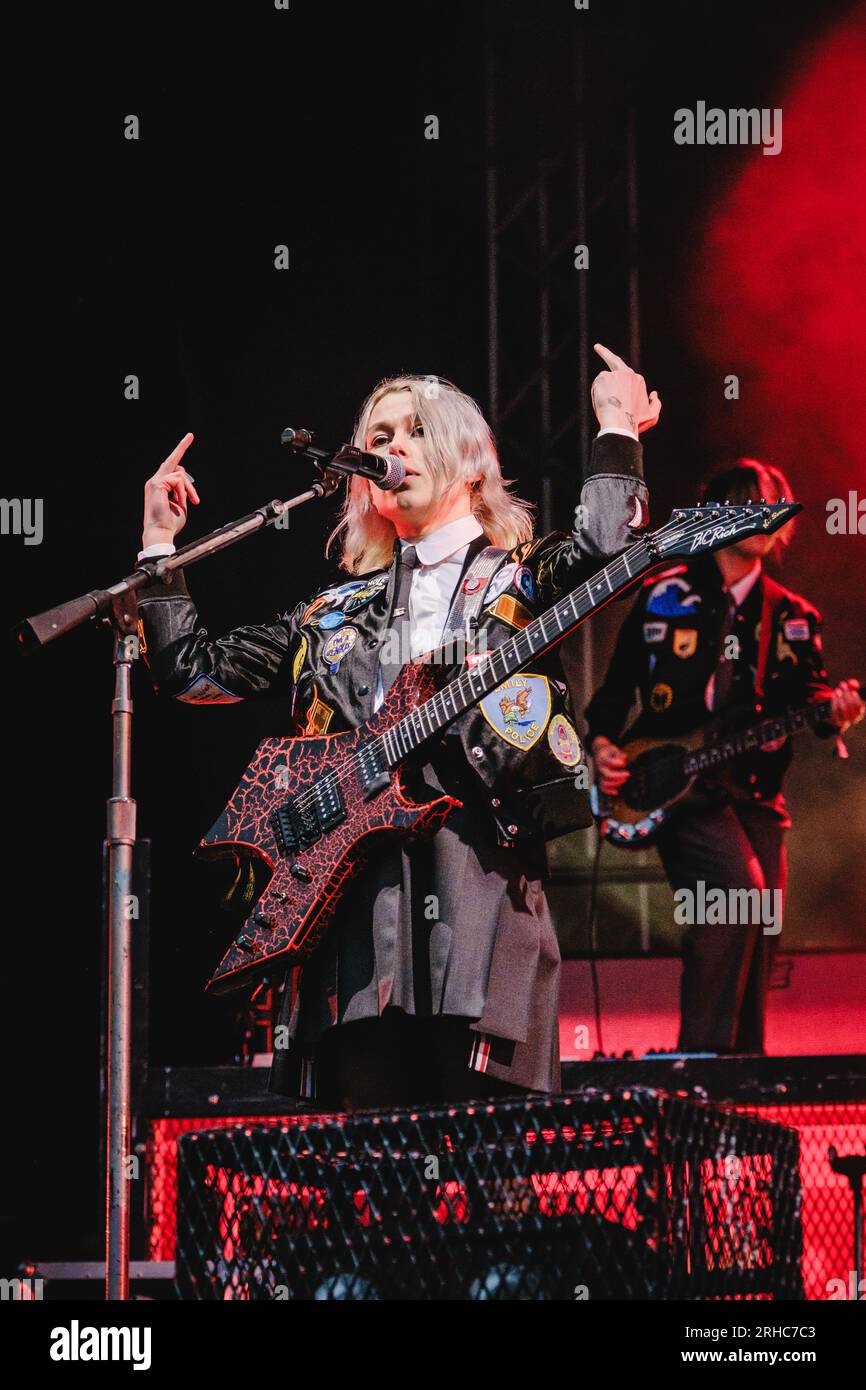 Gothenburg, Sweden. 12th, August 2023. The American indie rock band Boygenius performs a live concert during the Swedish music festival Way Out West 2023 in Gothenburg. Here singer and musician Phoebe Bridgers is seen live on stage. (Photo credit: Gonzales Photo - Tilman Jentzsch). Stock Photo