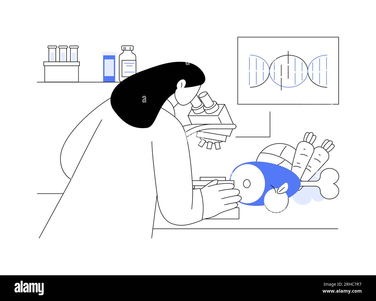 Microbiological food testing abstract concept vector illustration. Microbiologist testing