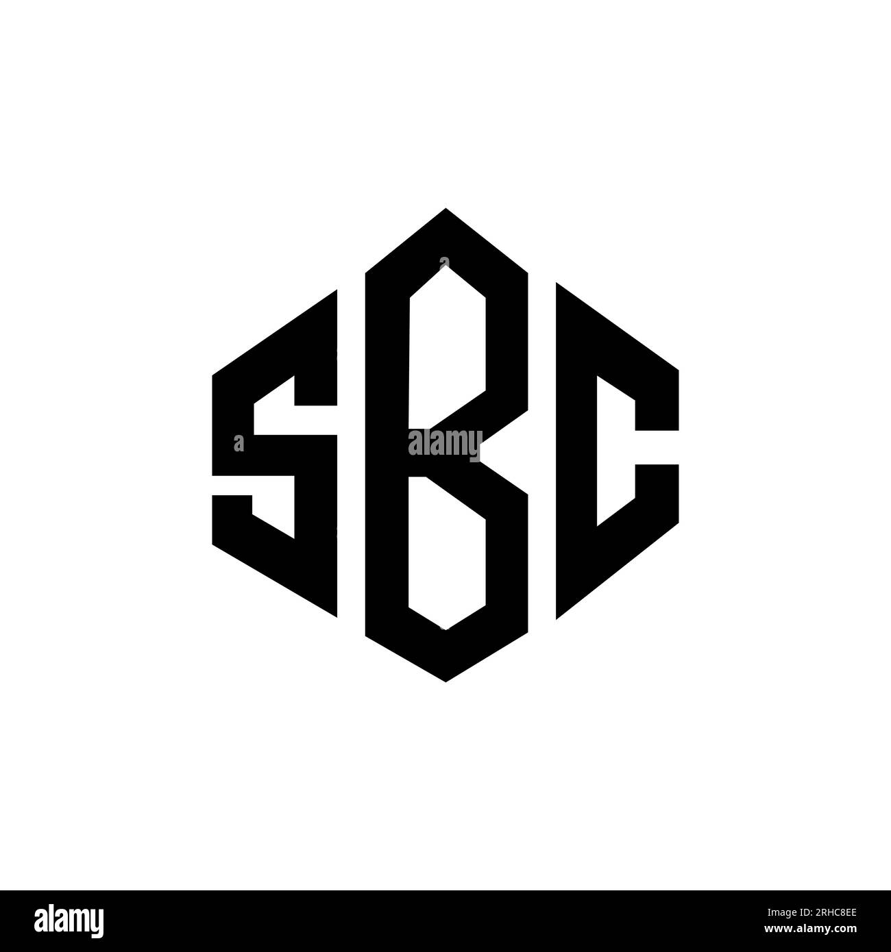 SBC letter logo design with polygon shape. SBC polygon and cube shape logo design. SBC hexagon vector logo template white and black colors. SBC monogr Stock Vector