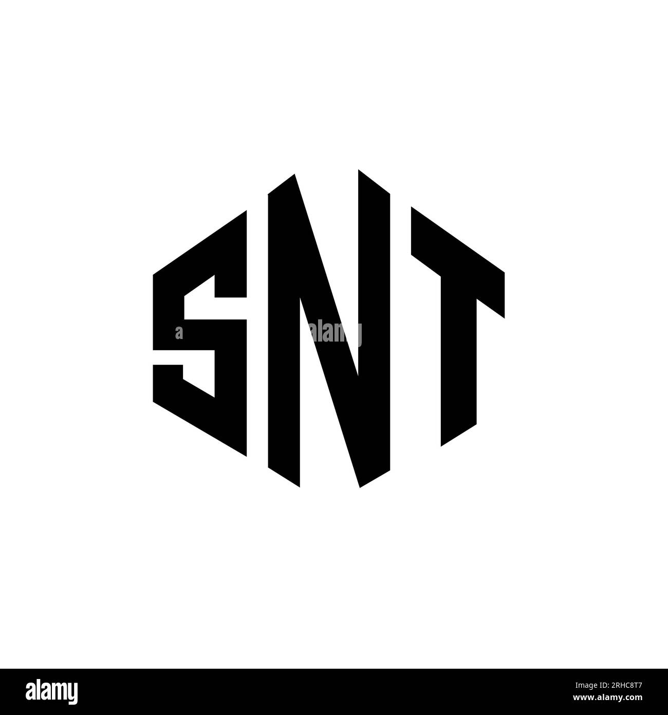 SNT letter logo design with polygon shape. SNT polygon and cube shape logo design. SNT hexagon vector logo template white and black colors. SNT monogr Stock Vector