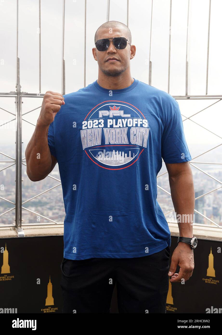 New York, NY, USA. 15th Aug, 2023. Renan Ferreira at a public appearance for PFL World Championship Semifinalists Visit Empire State Building, The Empire State Building, New York, NY August 15, 2023. Credit: Eli Winston/Everett Collection/Alamy Live News Stock Photo