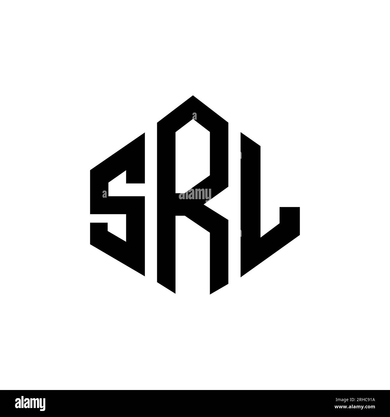 SRL letter logo design with polygon shape. SRL polygon and cube shape logo design. SRL hexagon vector logo template white and black colors. SRL monogr Stock Vector