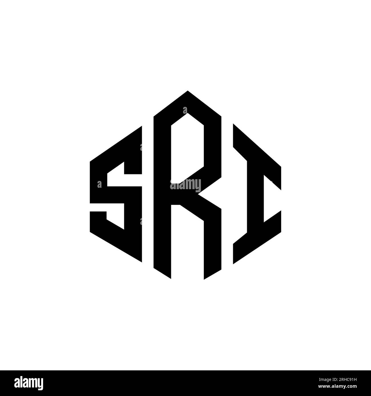 SRI letter logo design with polygon shape. SRI polygon and cube shape logo design. SRI hexagon vector logo template white and black colors. SRI monogr Stock Vector