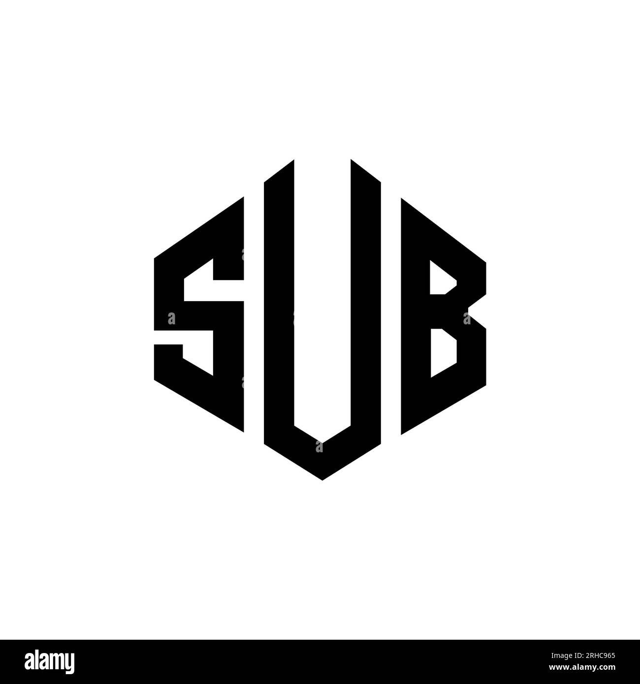 SUB letter logo design with polygon shape SUB polygon and cube shape