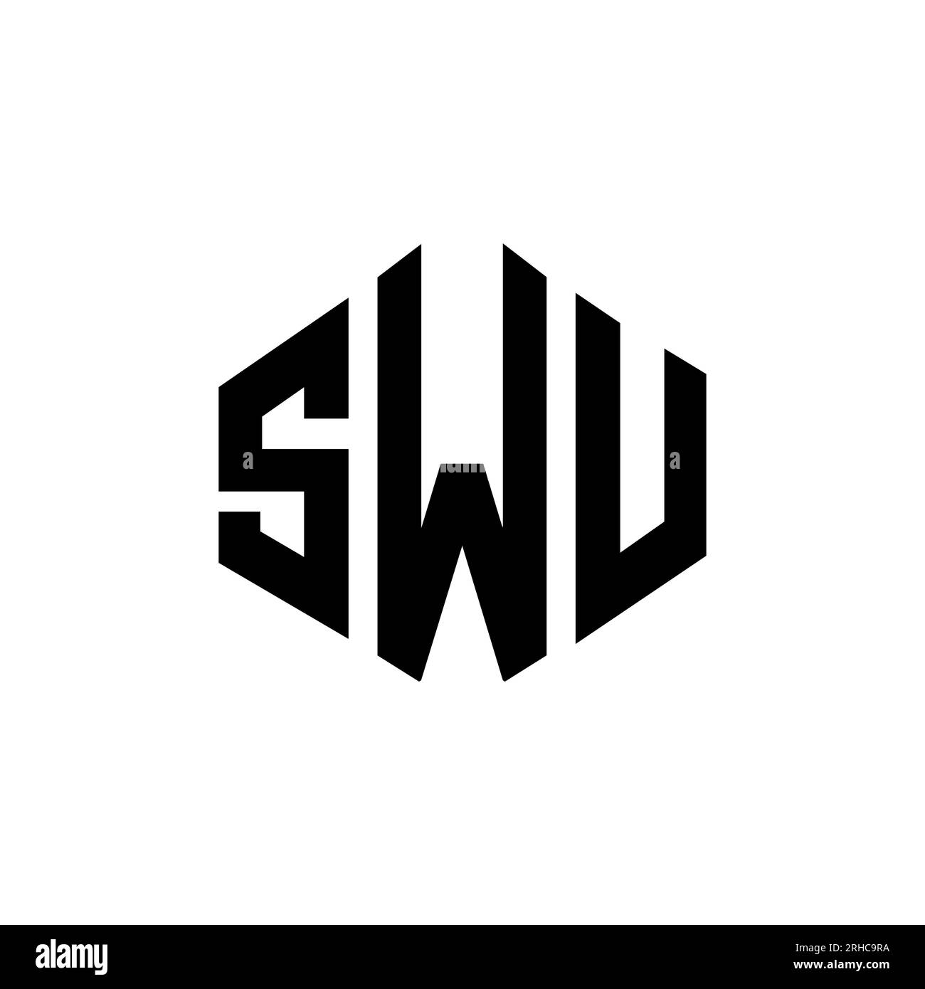 SWU letter logo design with polygon shape. SWU polygon and cube shape