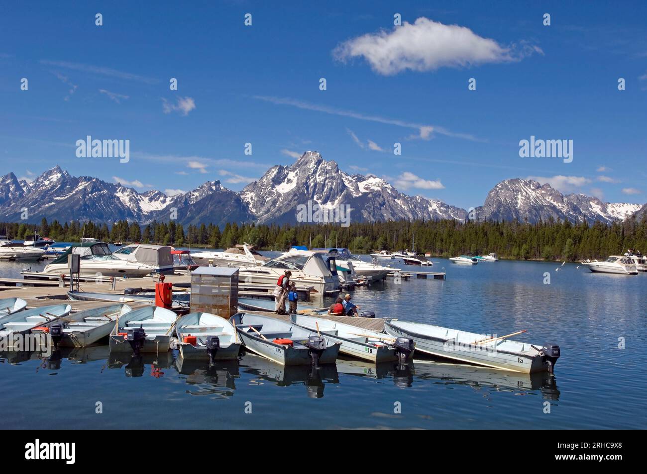 Boat rental dock at lake in Grand Tetons National Park, Wyoming, USA