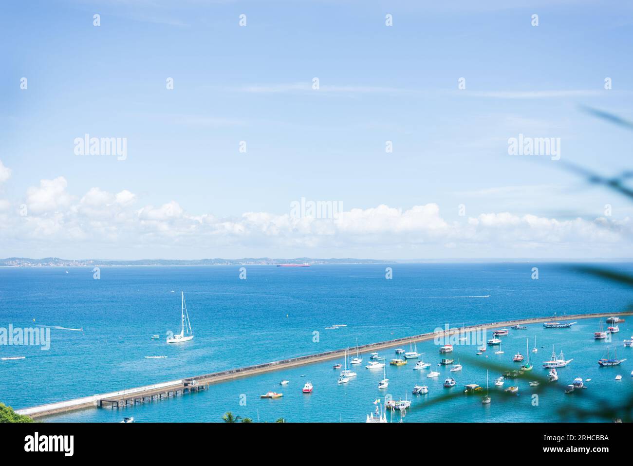 Salvador, Bahia, Brazil - April 02, 2023: View from the top of Todos os Santos bay. Postcard from the city of Salvador in the Brazilian state of Bahia Stock Photo