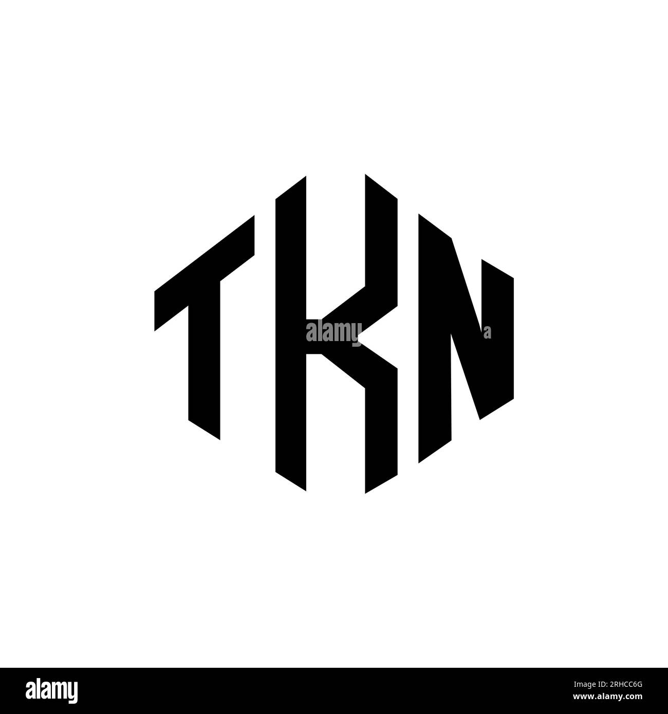TKN letter logo design with polygon shape. TKN polygon and cube shape logo design. TKN hexagon vector logo template white and black colors. TKN monogr Stock Vector