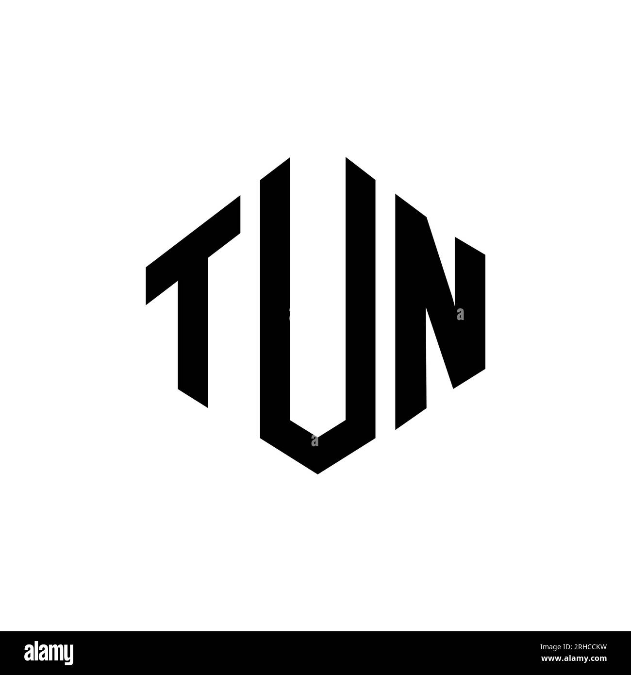 TUN letter logo design with polygon shape. TUN polygon and cube shape logo design. TUN hexagon vector logo template white and black colors. TUN monogr Stock Vector