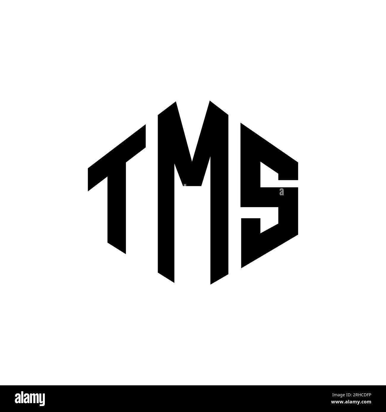 TMS letter logo design with polygon shape. TMS polygon and cube shape logo design. TMS hexagon vector logo template white and black colors. TMS monogr Stock Vector