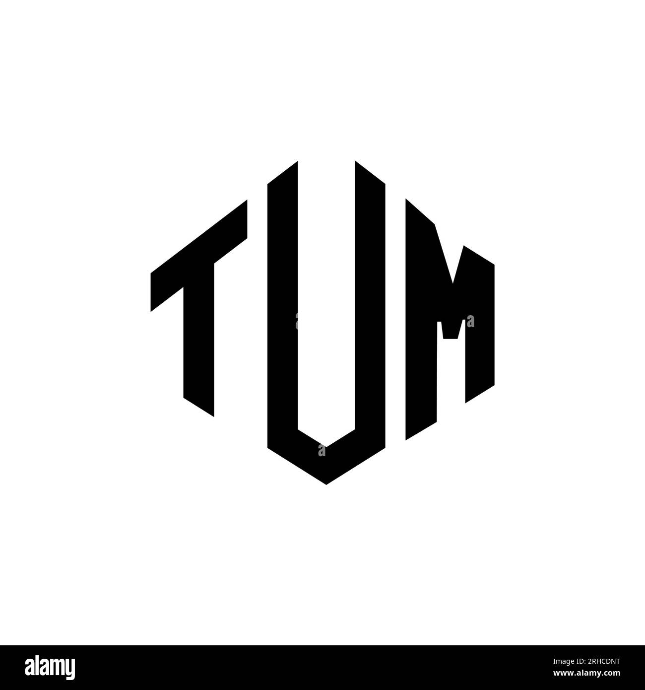 TUM letter logo design with polygon shape. TUM polygon and cube shape logo design. TUM hexagon vector logo template white and black colors. TUM monogr Stock Vector