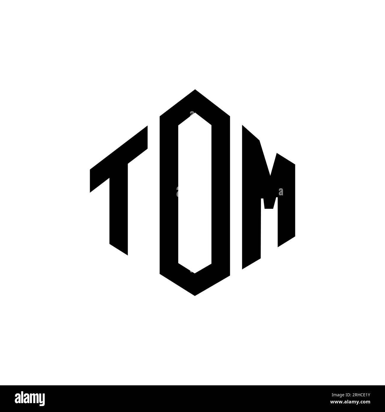 TOM letter logo design with polygon shape. TOM polygon and cube shape logo design. TOM hexagon vector logo template white and black colors. TOM monogr Stock Vector