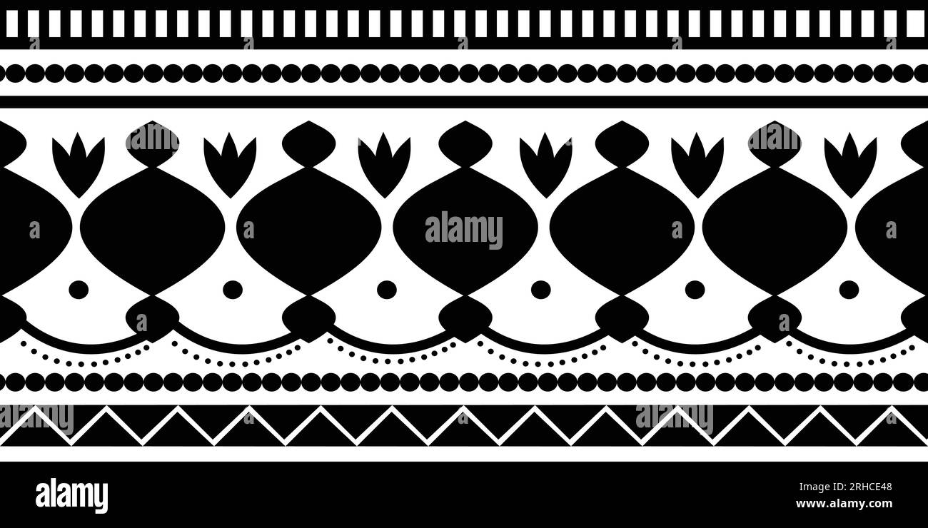 Black and white african ancient motif seamless pattern monochrome colors vector illustration for fashion textile ready for print and wrapping. Stock Vector