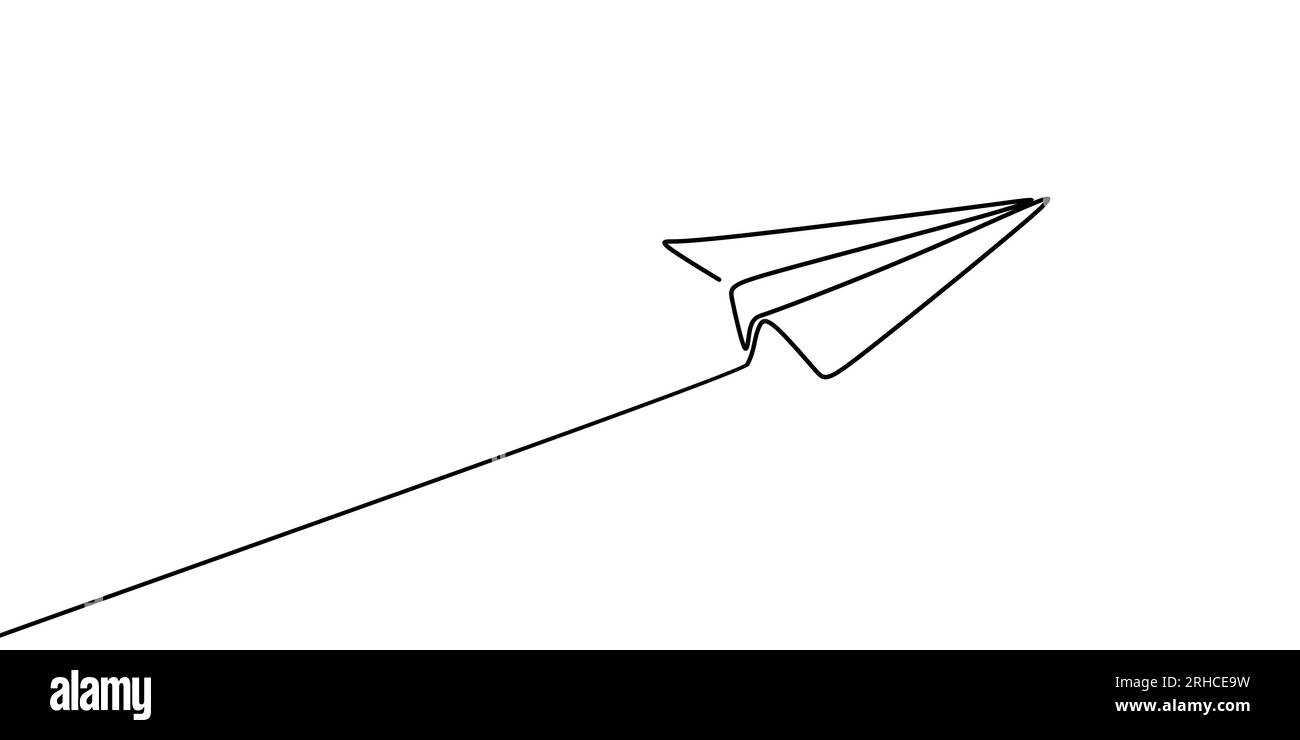 Continuous line drawing of paper plane vector illustration Stock Vector