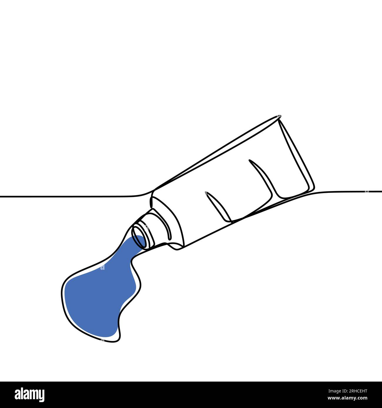 Paint water color tube splashing liquid continuous line art drawing
