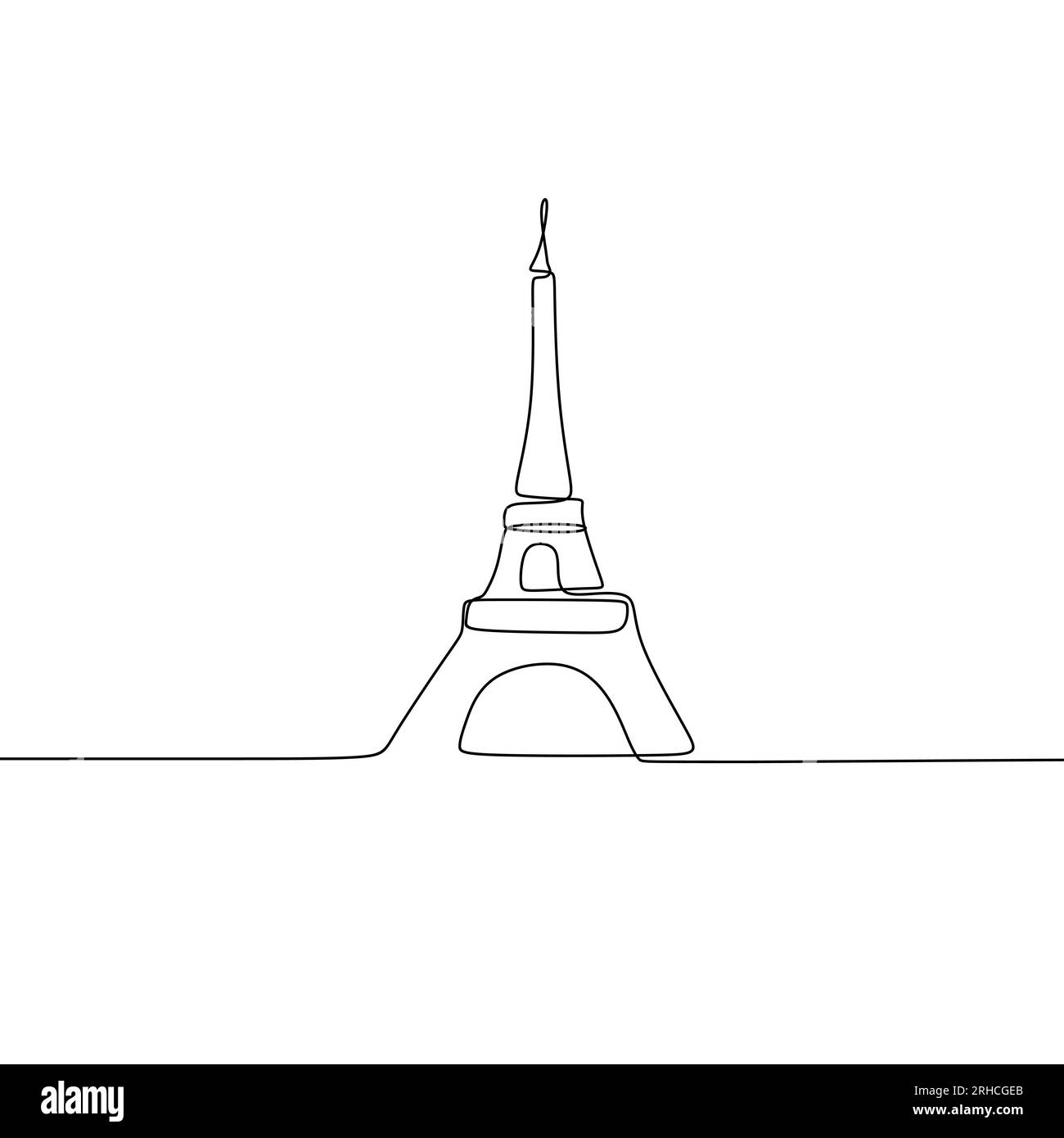 Paris eiffel tower icon vector illustration with continuous line drawing minimalism style Stock Vector