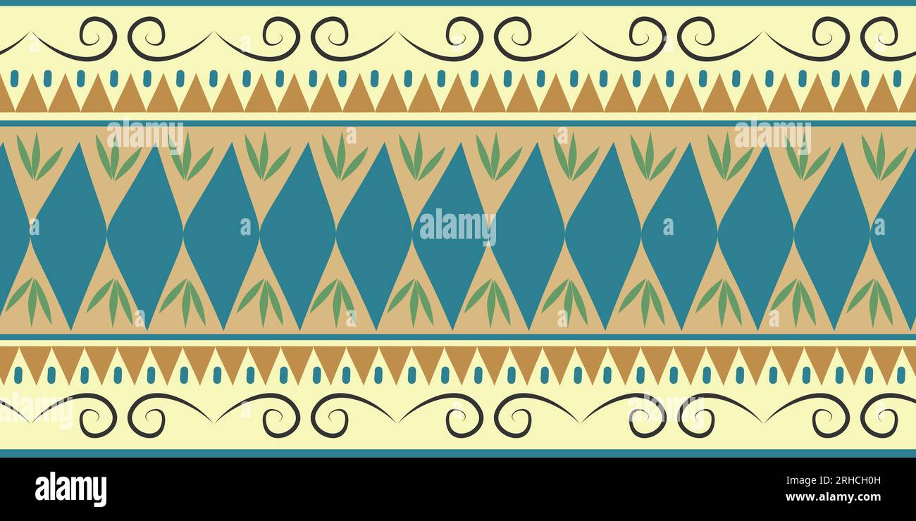 Trendy ethnic tribal seamless pattern vector illustration with geometric hand drawn stripes ikat motif batik background multicolor for fashion textile Stock Vector