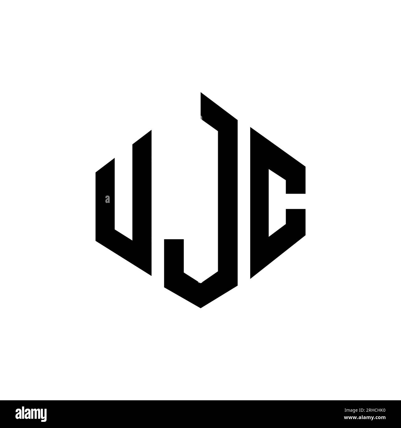 UJC letter logo design with polygon shape. UJC polygon and cube shape logo design. UJC hexagon vector logo template white and black colors. UJC monogr Stock Vector