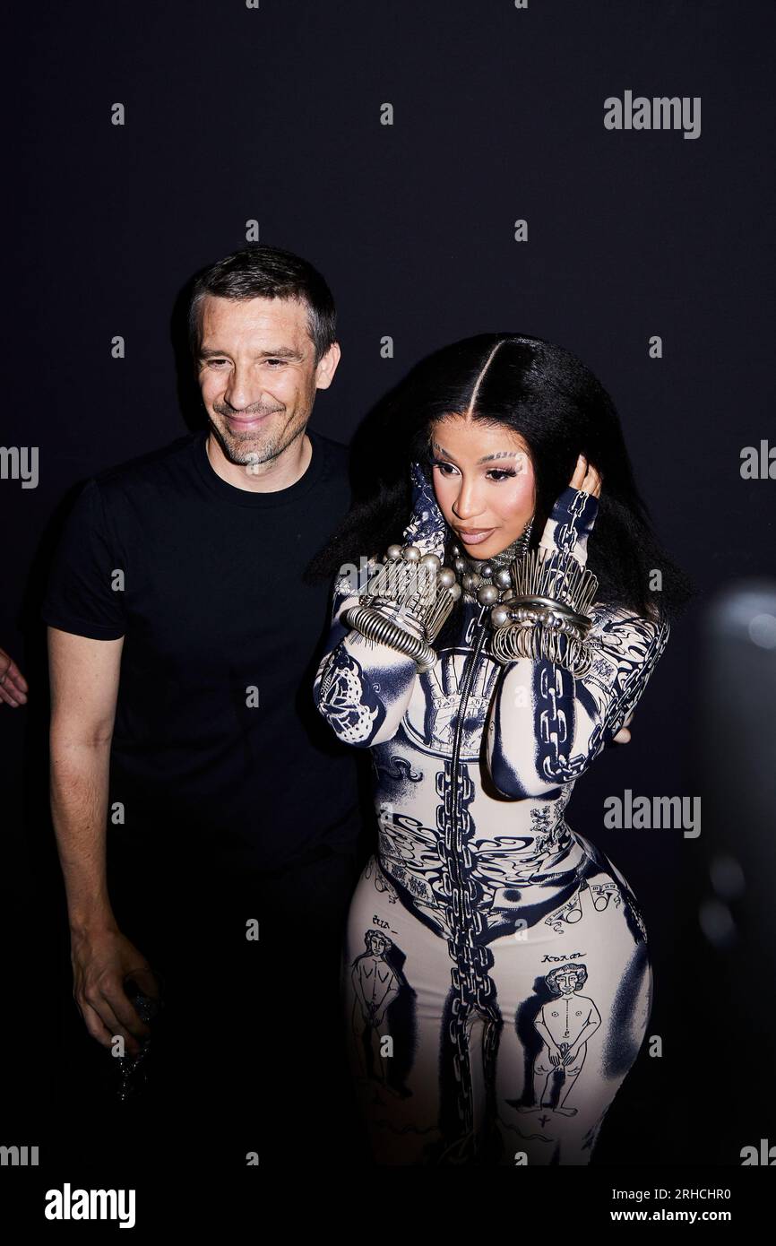 Singer and Celebrities Cardi B attended Jean Paul Gaultier during Paris Haute Couture Fashion Week AW23 Copyright Stock Photo