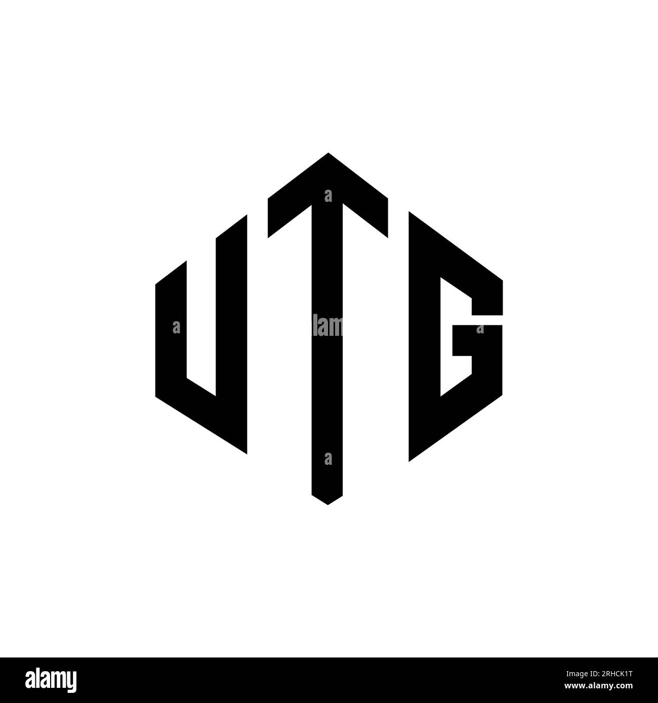 UTG letter logo design with polygon shape. UTG polygon and cube shape
