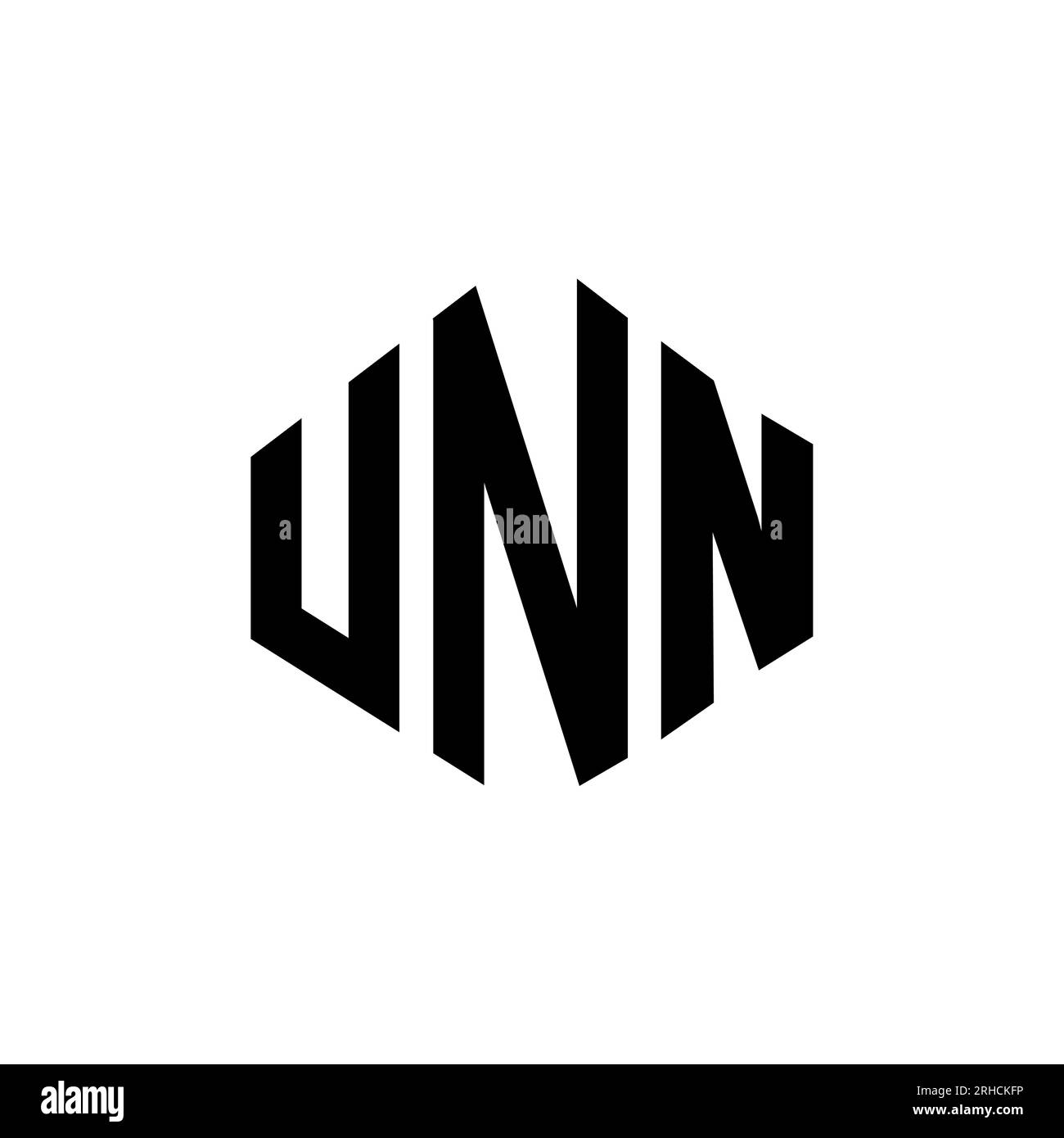 UNN letter logo design with polygon shape. UNN polygon and cube shape logo design. UNN hexagon vector logo template white and black colors. UNN monogr Stock Vector