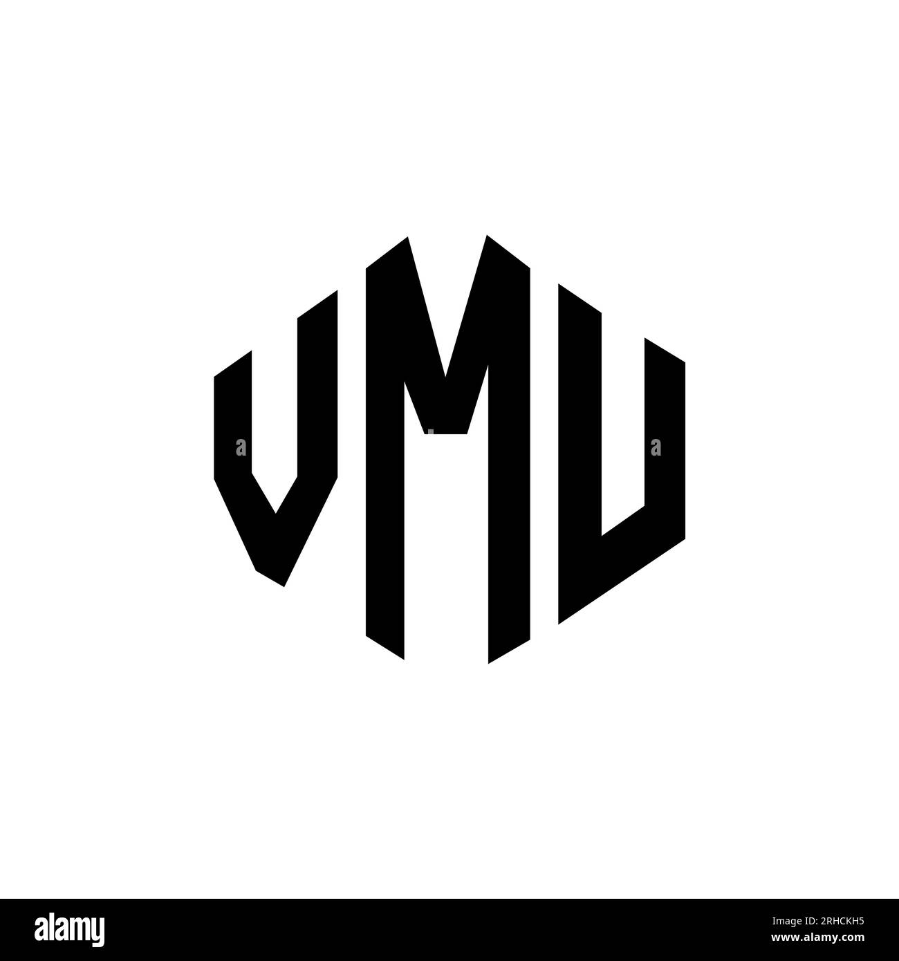 VMU letter logo design with polygon shape. VMU polygon and cube shape logo design. VMU hexagon vector logo template white and black colors. VMU monogr Stock Vector