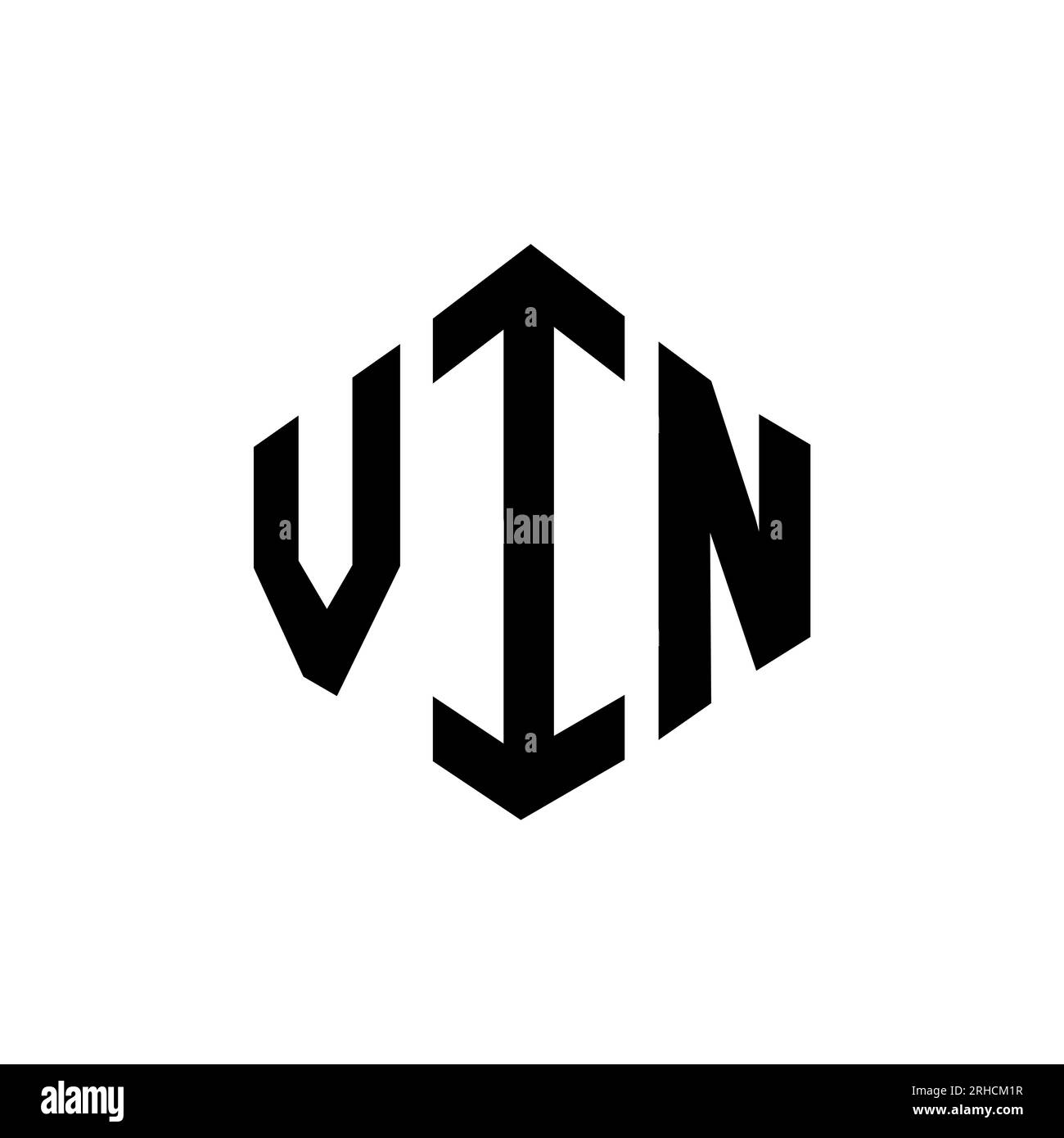 VIN letter logo design with polygon shape. VIN polygon and cube shape logo design. VIN hexagon vector logo template white and black colors. VIN monogr Stock Vector