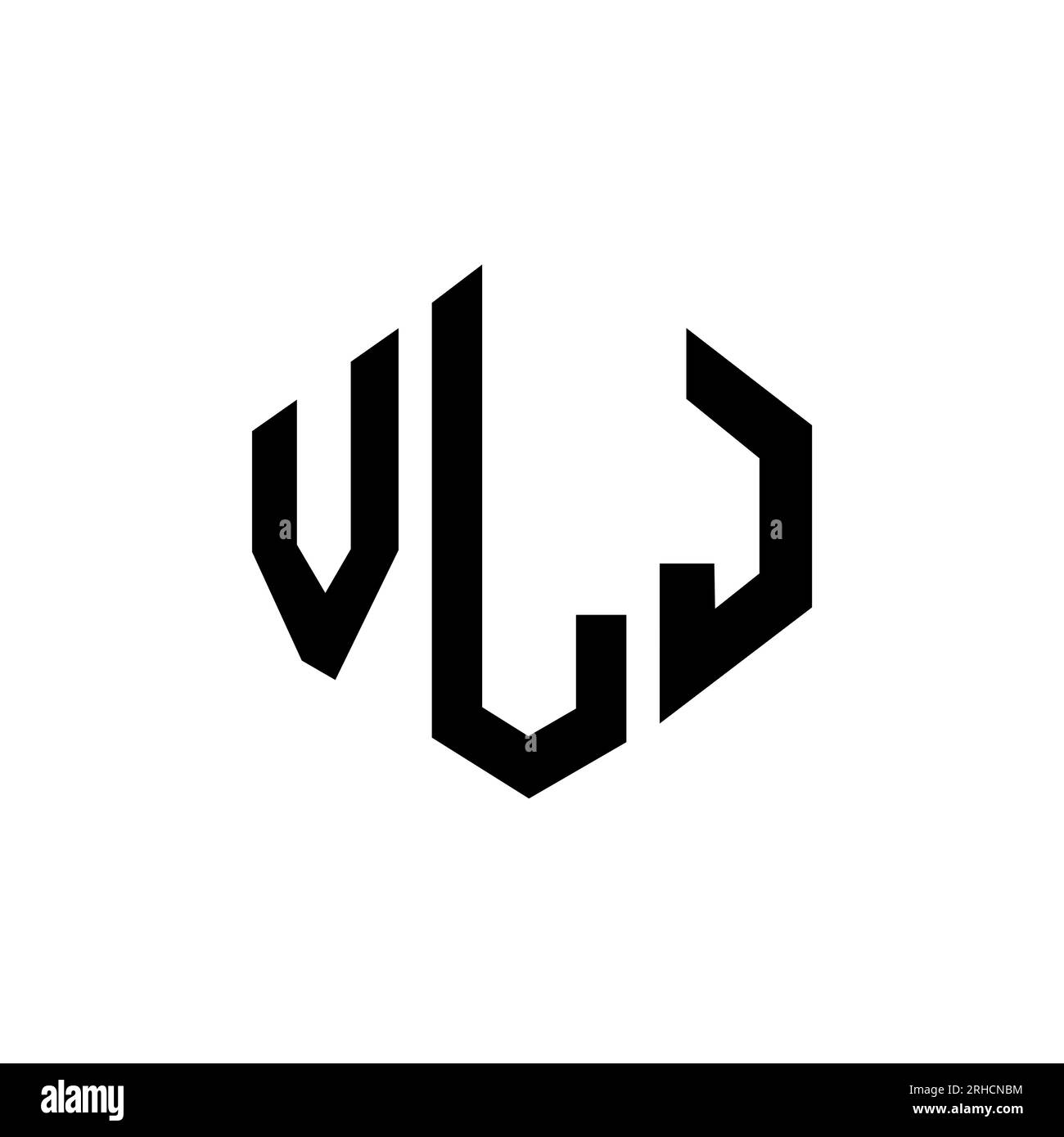 VLJ letter logo design with polygon shape. VLJ polygon and cube shape logo design. VLJ hexagon vector logo template white and black colors. VLJ monogr Stock Vector