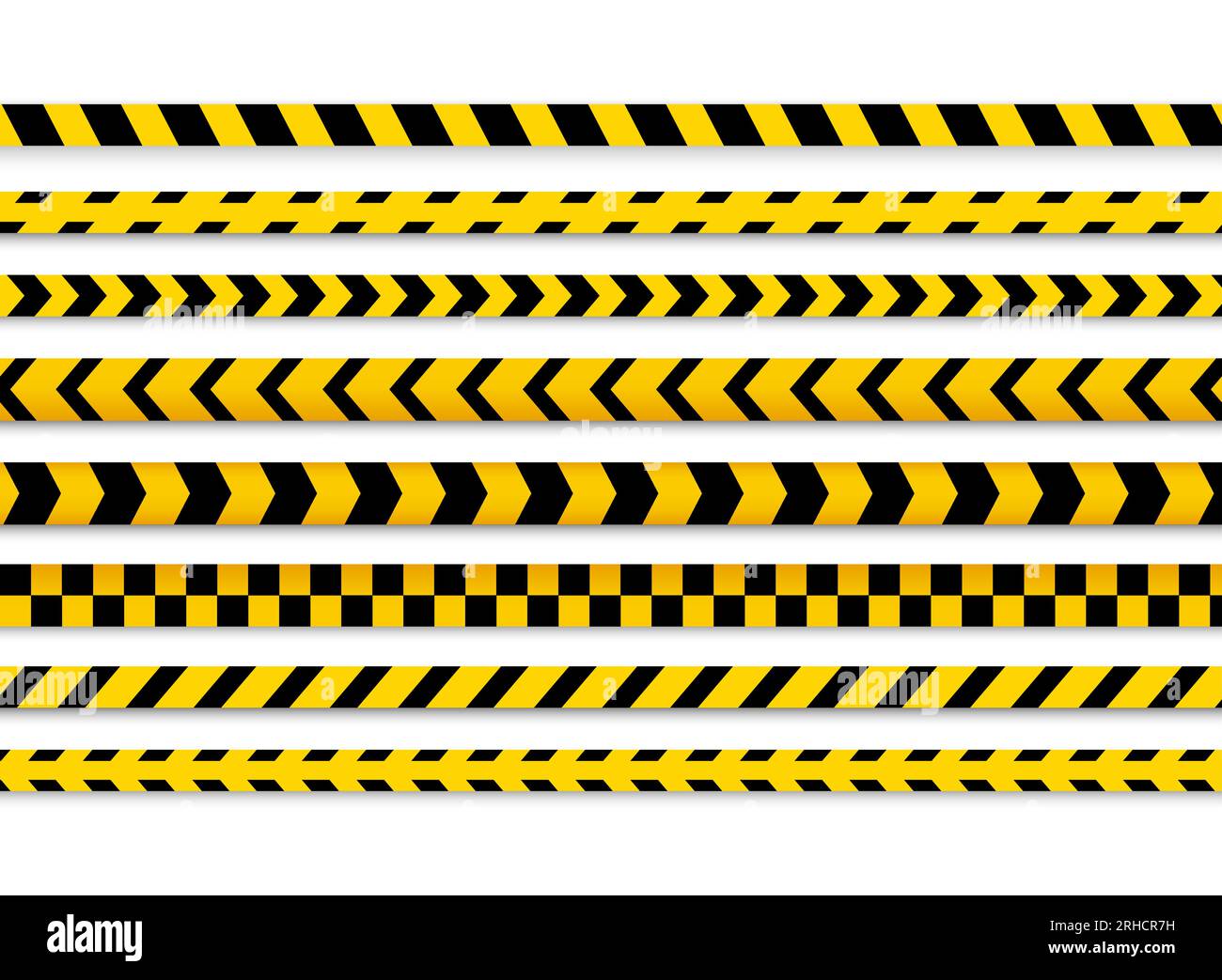 Police caution danger line. Warning barrier. Black and yellow security ...