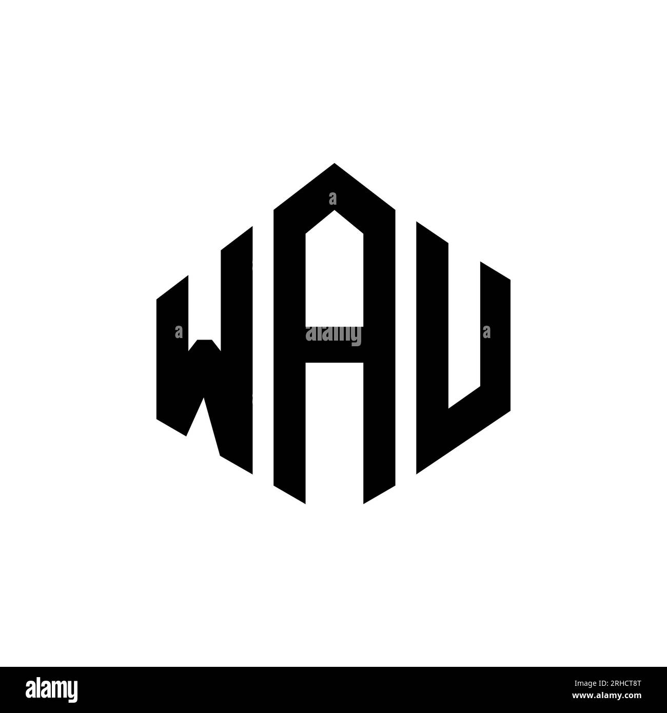 WAU letter logo design with polygon shape. WAU polygon and cube shape logo design. WAU hexagon vector logo template white and black colors. WAU monogr Stock Vector