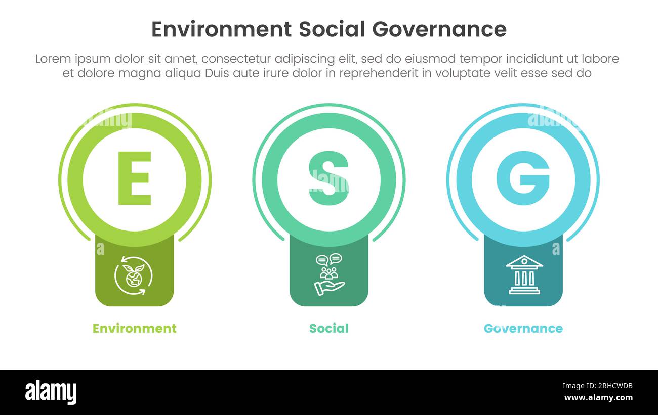 esg environmental social and governance infographic 3 point stage ...